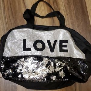 Black and Silver Sequin Travel Bag